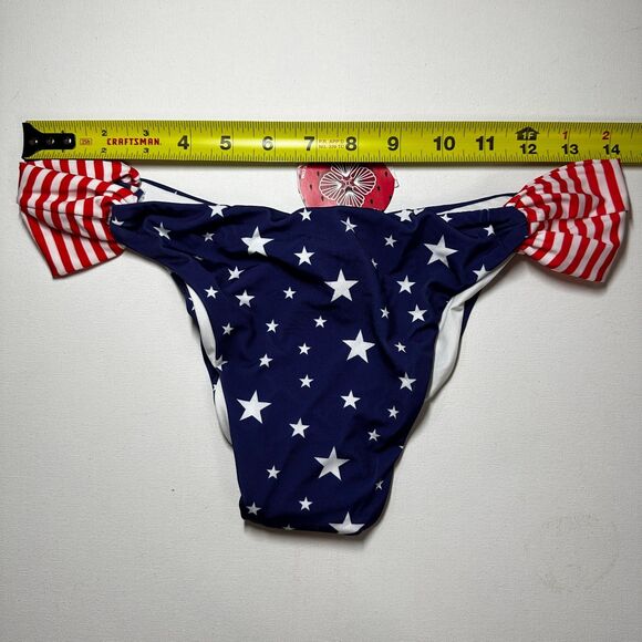 Maretoa Bikini Bottom XL Swim American Flag Stars Brazilian Classic Side Scrunch - Picture 3 of 8